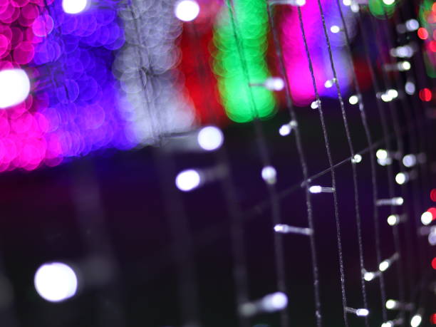 istock Abstract Christmas Bokeh rainbow blurred background, lightbulb on Christmas tunnel lights for celebrate season with red, green, colorful defocus circle for background. Multi-color nightlife concept. 1292359045