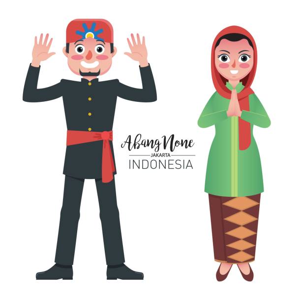 Vector stock of Abang None, The traditional couple origin of Jakarta Indonesia Vector stock of Abang None, The traditional couple origin of Jakarta Indonesia ondel ondel betawi stock illustrations