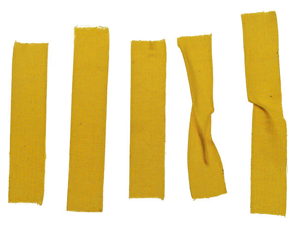 satz von dicken gelben stoff band streifen auf weißem hintergrund. - germany postage stamp yellow red stock-fotos und bilder