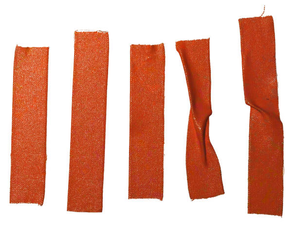 istock set of red fabric tape stripes on white background. 1292369231
