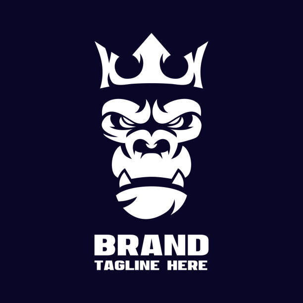 Modern angry gorilla logo Modern angry gorilla logo king crown stock illustrations