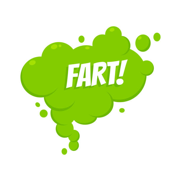 緑の漫画おなら雲フラットスタイルデザインベクターイラストを嗅ぎます。 - toxic substance smoke abstract green点のイラスト素材／クリップアート素材／マンガ素材／アイコン素材