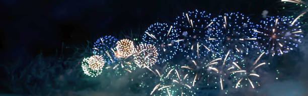 istock Firework Photography Background Banner. Firecracker festive sky. 1292372720