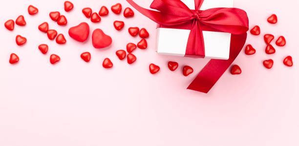 istock Valentines day with gift box and candy hearts 1292373046