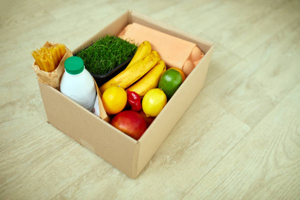 istock Donation box with food on the floor at home, coronavirus outbreak 1292375776