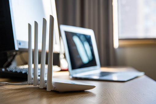 Internet router on table