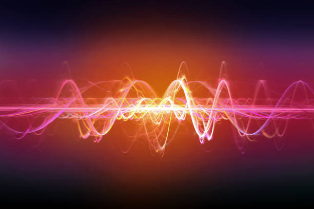 sound waves in color, abstract modern background wave glowing pattern on dark background sound wave photos stock pictures, royalty-free photos & images