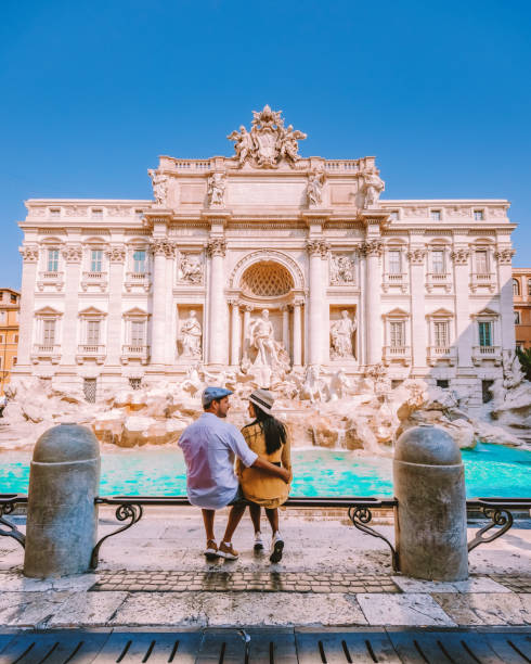 young couple mid age on a city trip in Rome Italy stock photo