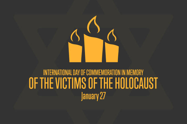 ilustrações de stock, clip art, desenhos animados e ícones de international holocaust remembrance day. day of commemoration in memory of the victims of the holocaust. january 27. template for background, banner, poster. vector eps10 illustration. - holocaust