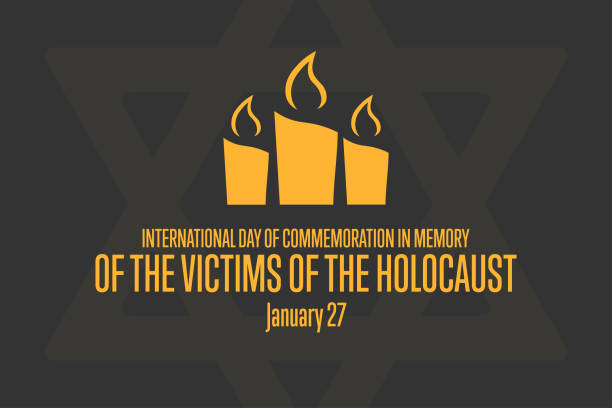 ilustrações de stock, clip art, desenhos animados e ícones de international holocaust remembrance day. day of commemoration in memory of the victims of the holocaust. january 27. template for background, banner, poster. vector eps10 illustration. - holocausto