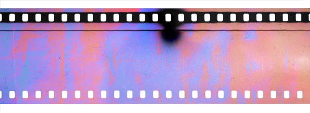 real scan of 35mm cine film material with broken scanner scanning light interferences on long filmstrip, dusty film texture 35mm movie camera stock pictures, royalty-free photos & images