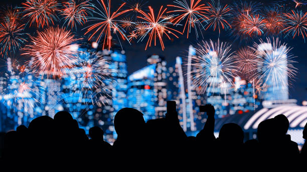 istock Abstract colored firework on dark sky. Celebration and anniversary concept 1292399622