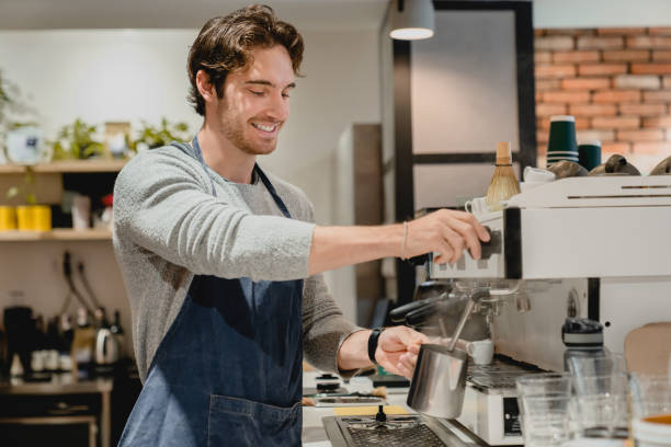Free Stock Photo of Man Operating Coffee Machine | Download Free Images ...
