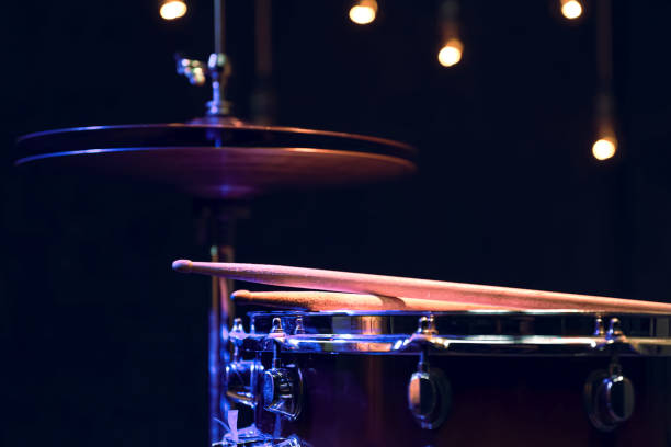 istock Snare drum and hi-hat in the dark close up. 1292406874