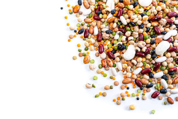 istock Mixed dried legumes border shot on white background 1292407387