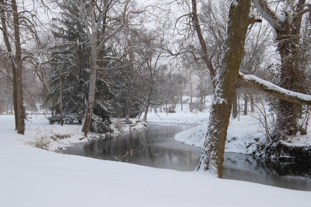 Small Stream in the snow-Howard County Indiana