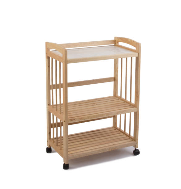 istock Wooden racks with wheels isolated on white 1292420821