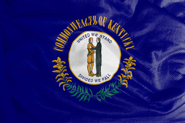 istock Kentucky flag waving from textured fabric 1292421023