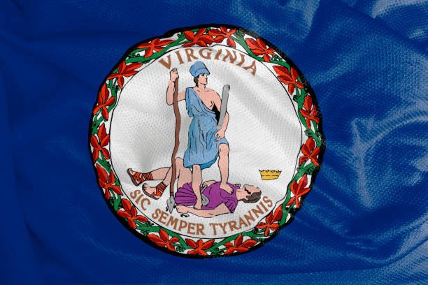 istock Virginia flag waving from textured fabric 1292421093