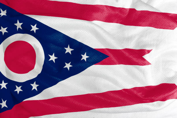 istock Ohio flag waving from textured fabric 1292421162