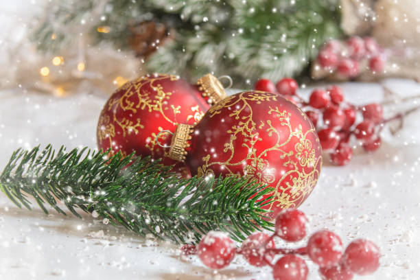 istock Christmas background greeting card with beautiful decor. Selective focus. 1292424374