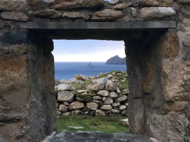 Warship Sheltering in St Kilda Bay, Hebrides