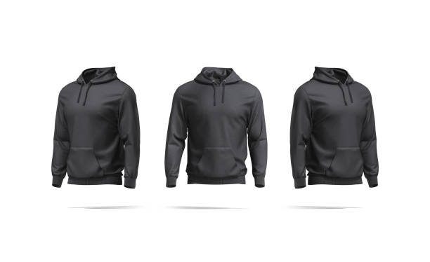 istock Blank white hoodie with hood mockup, front and side view 1292426843
