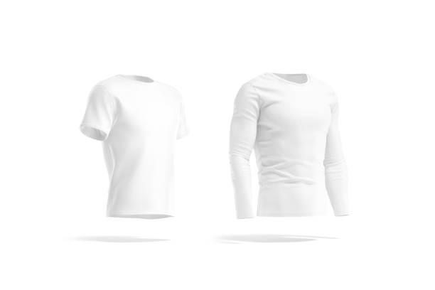 istock Blank white t-shirt and longsleeve mock up, side view 1292426887