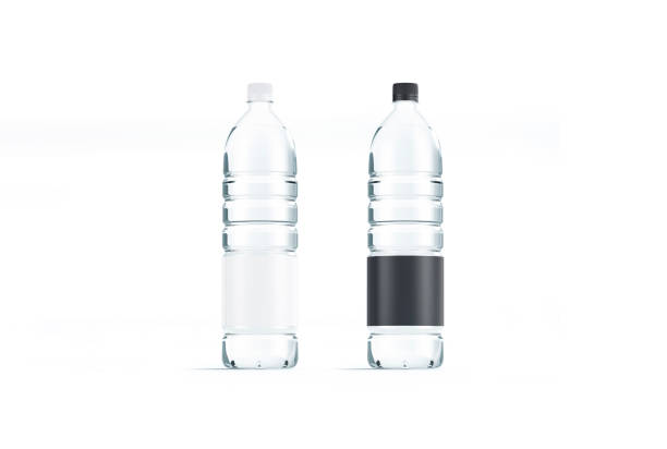 istock Blank transparent plastic bottle with black and white label mockup 1292427463