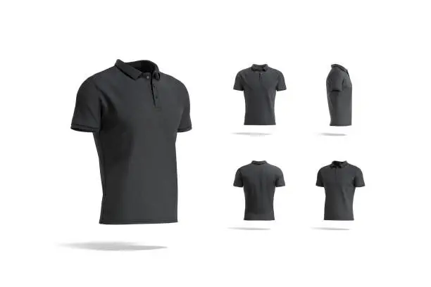 Photo of Blank black polo shirt mock up, different views