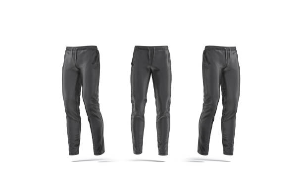 istock Blank black sport pants mock up, front and side view 1292428253