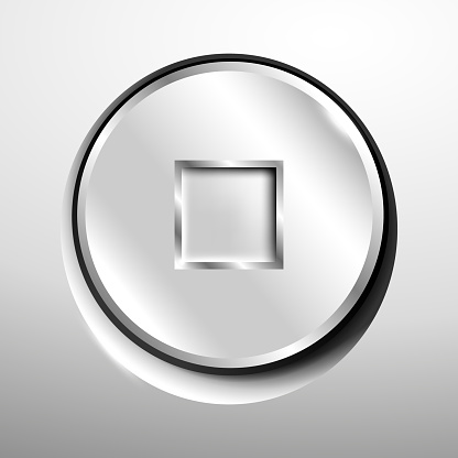 3d logo of chrome stop button.