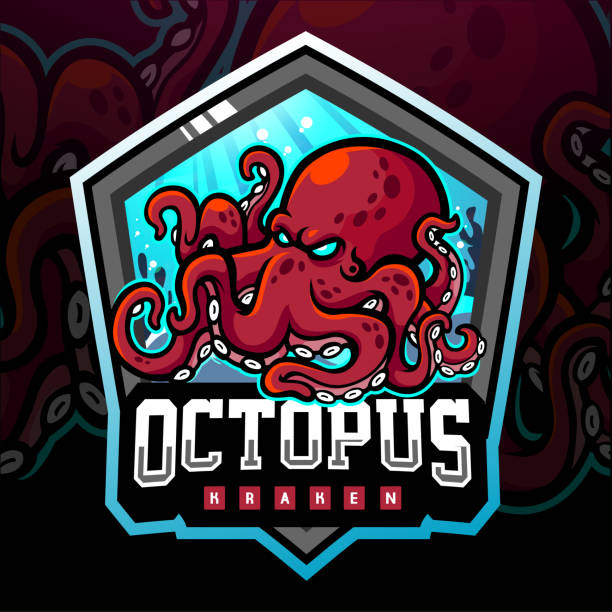 stockillustraties, clipart, cartoons en iconen met octopus kraken mascotte. esport-logo ontwerp - squid games