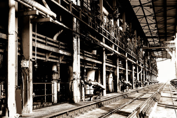 istock Railway tracks in an industrial area. 1292437794