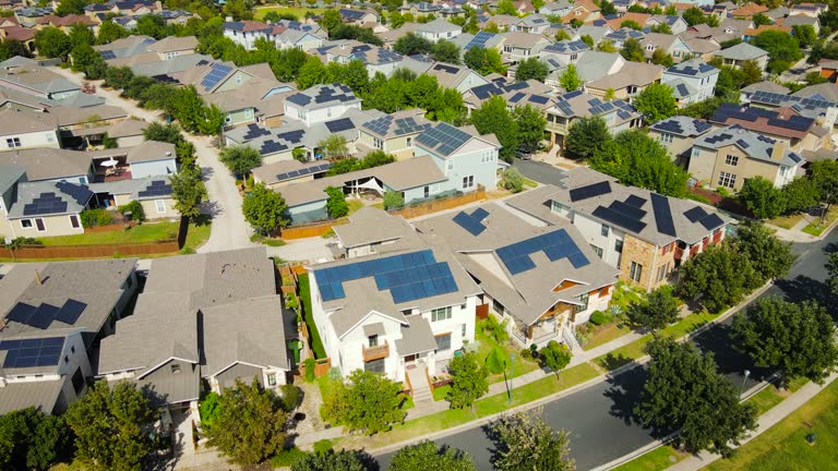 Solar Energy across suburb real estate neighborhood