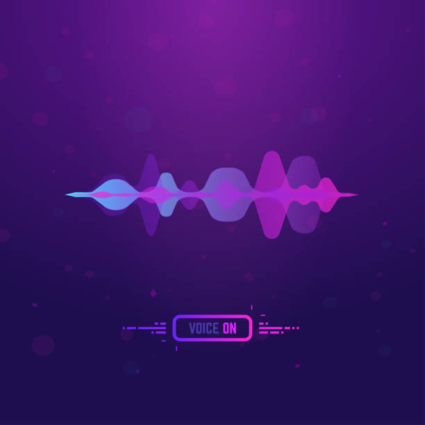 Voice assistant banner Voice assistant. Voice recognition technology. Gradient style sound wave on background. Personal assistant banner with button and text. home recording studio setup stock illustrations
