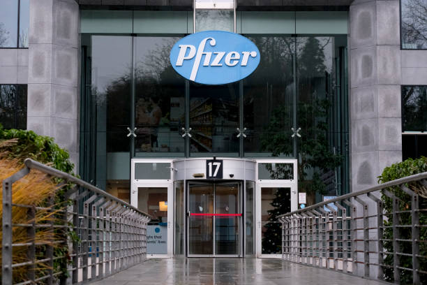 Exterior view of Pfizer Pharmaceutical company's offices in Brussels, Belgium Brussels, Belgium. 21st December 2020. Exterior view of Pfizer Pharmaceutical company's offices. capital region photos stock pictures, royalty-free photos & images