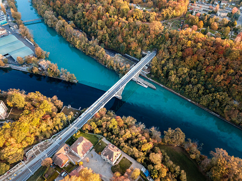 Jonction between the Rhône and the Arve in Geneva, Switzerland