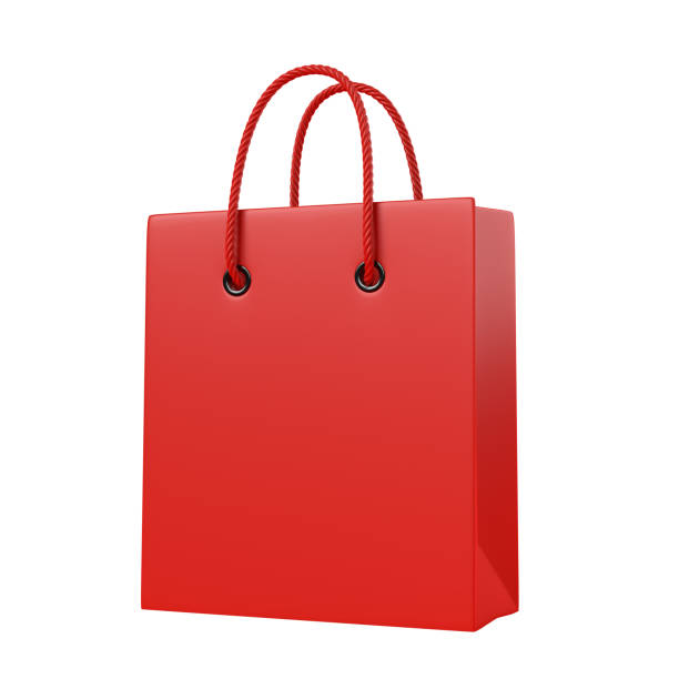 istock Empty red color shopping bag isolated on the white background 1292443625