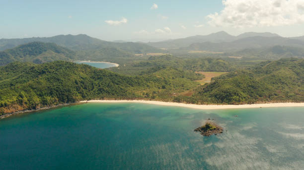 istock Tropical beach with white sand, view from above 1292445407