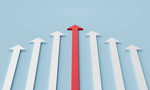 istock Leadership concept. One red leader arrow leading team forward 1292445555