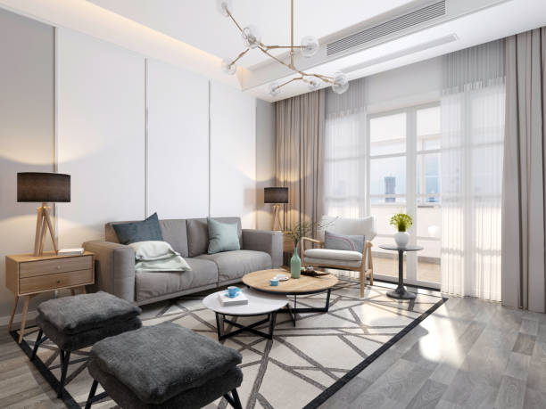 istock 3d render. Modern living room interior scene. 1292449307