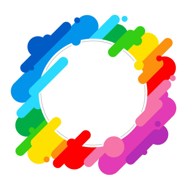 Blank round frame - abstract rainbow background vector art illustration