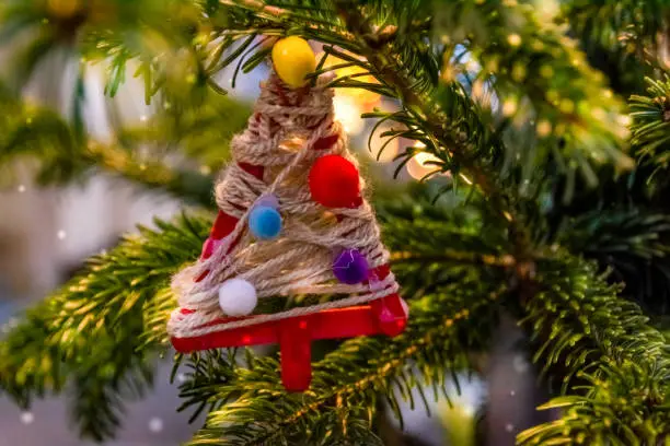 a beautiful christmas tree decoration in december