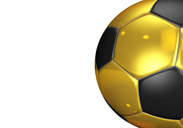 istock Gold Soccer ball on White Background 1292457455