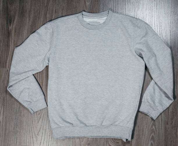 istock Gray casual adult pullover. Back Top view 1292466550