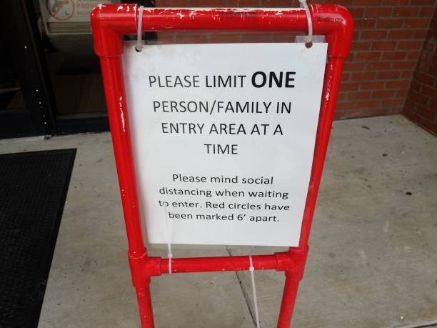 istock please limit one person at a time social distancing sign 1292468701