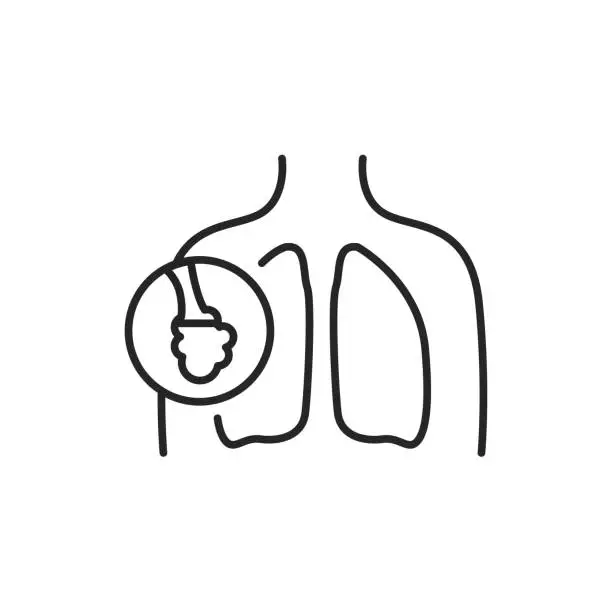 Vector illustration of ARDS lungs line color icon. Sign for web page, mobile app