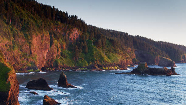 istock Sunlight on Rocks and Cliffs at Cape Lookout, Oregon - Drone Shot 1292472252