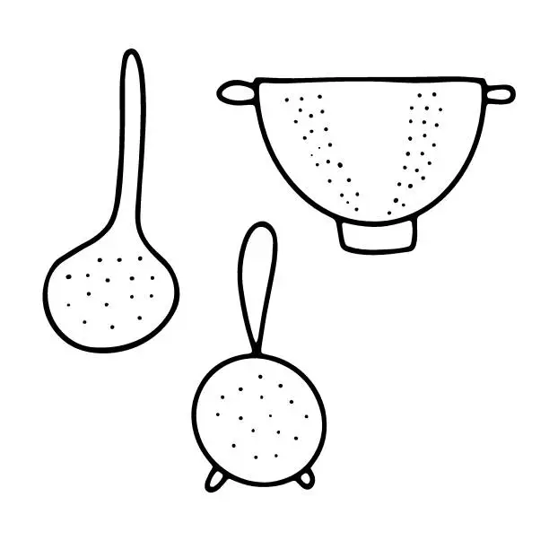 Vector illustration of Doodle hand drawn sifting dish